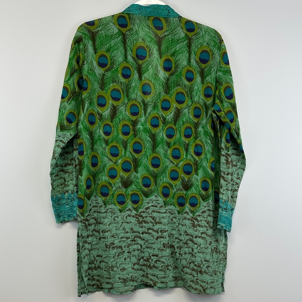Disney Cruise Line Fantasy Peacock Print Kaftan Cover Up Tunic M - Picture 6 of 6